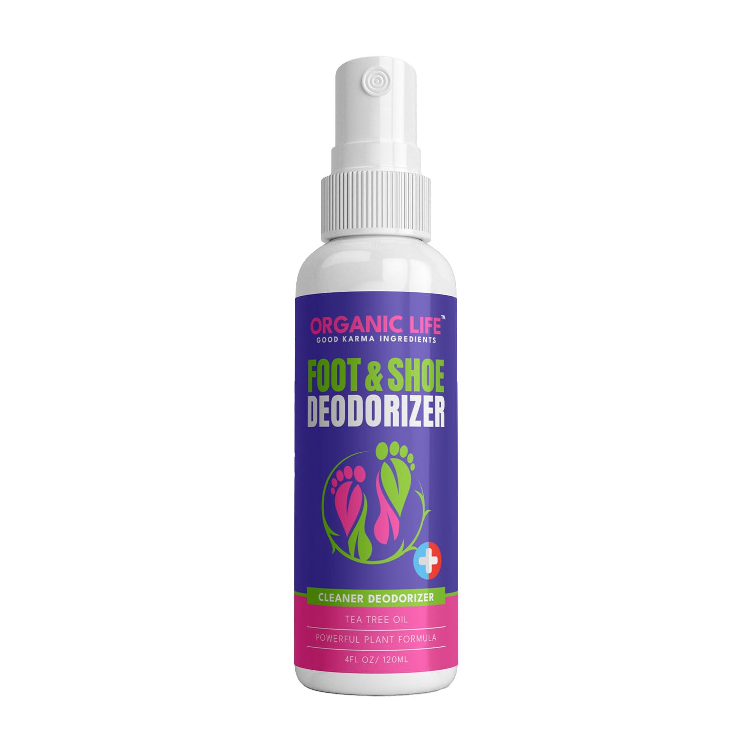 Desodorante en aerosol para zapatos Organic Life, spray eliminador de olores para pies y zapatos, spray y ambientador para pies con árbol de té y hamamelis, spray protector para zapatos, eliminador de olores para zapatos.