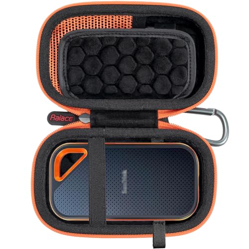 Custodia rigida compatibile con SanDisk Extreme PRO Portable borsa di trasporto con cerniera arancione.- Fodera 1 TB 250 GB solid state drive nero