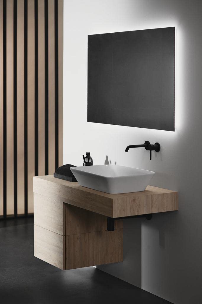 Ideal Standard – Ceraline Wand-Waschtischarmatur, Unterputz Bausatz 2 für Fertigmontage, wassersparende FirmaFlow Kartusche, Oberfläsche Silk Black (Schwarz matt)
