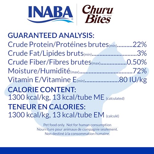 Image of INABA Churu Bites for Cats, Soft /Chewy Baked Chicken Wrapped Churu Filled Cat Treats with Vitamin E, 0.35 Ounces per Tube, 24 Tubes Total (3 Tubes per Pack), Chicken Recipe