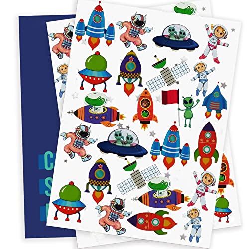 Image of Party Propz Space Theme Tattoo Sticker For Kids - Set of 10 Pcs Space Theme Gifts Sticker Tattoo | Temporary Tattoo For Kid | Water Tattoos For Kids | Temporary Tatoo Stickers