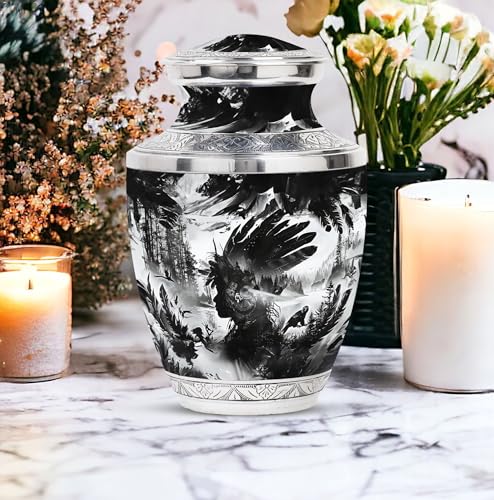 Image of Native American Themed Urns - Cremation Urn - Cremation Urns for Human Ashes Adult Male - Decorative Urns - Ashes Urn Adult (10 inch Pack of 1)