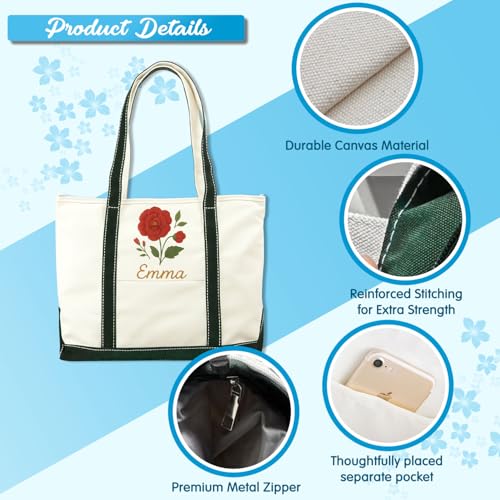 Personalized Lavender Embroidered Canvas Tote Bag, Custom Embroidery Tote Bag for Women with Embroidered Name4