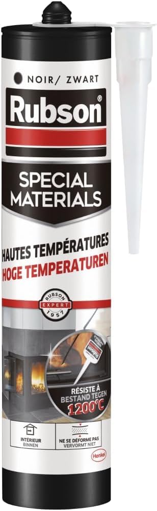Rubson Special Material,Mastic réfractaire Hautes Températures, 280ml, Noir