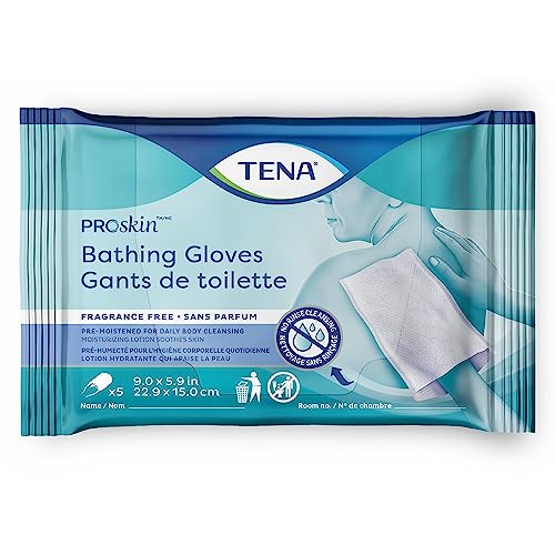 TENA ProSkin Bathing Glove Wipe or Washcloth 5.9 X 9 Inch 54367, 1 Pack 5 Wipes