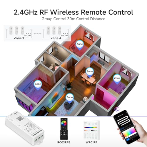 Image of BTF-LIGHTING 2.4G WiFi DR04W SPI RGBW Controller Tuya APP /Smart Life /Google Home /Alexa Control Support SK6812RGBW SMD /FCOB WS2814 IC etc Addressable RGB+W LED Strip STA Mode