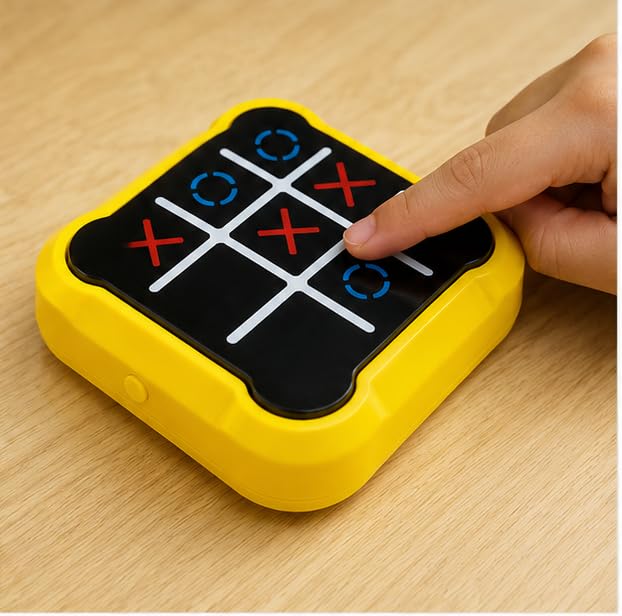 Electronic Tic Tac Toe Touch Screen Game for Kids | Handheld Puzzle Brain Game with Sound | Logical Thinking & Memory Development | Portable Travel Game | Age 4+ Years | Yellow-image-32