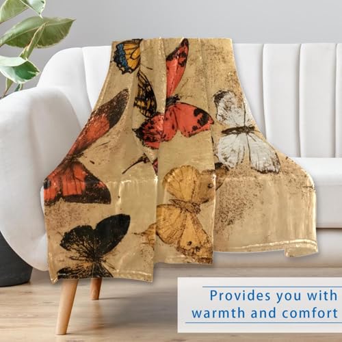 Couverture vintage papillon plaid canapé lit camping 150x100 - 7