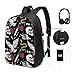 Produktbild RROOT Root Unisex Rucksack mit USB-Ladeanschluss, Old School, Tattoo-Linie, Muster, klassisch, modisch