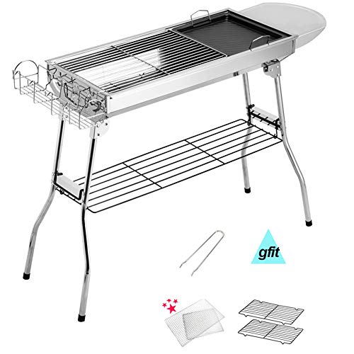 Holzkohlegrill Barbecue Standgrill Mit Deckel Haube Elektrogrill Standfuss Kugelgrill, Tischgrill Carbon Tragbarer Stahlgrill Outd