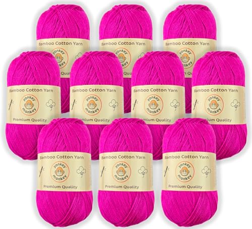 Image of 10-Pack of Yonkey Monkey 500 Grams Yarn - 70% Rayon derived from Bamboo, 30% Cotton - Light Rose 9021