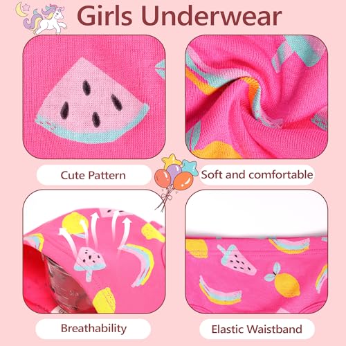Girls Underwear 6 Pack, Toddler Panties for Little Girls 2-8 Years Big Kids Breathable Undies Multipack4
