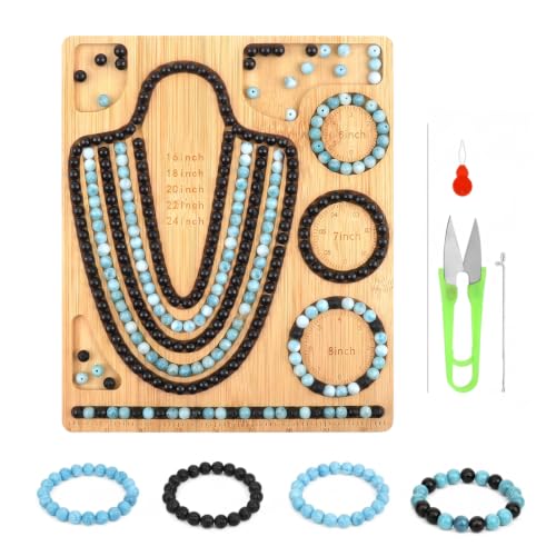 Bead Board for Jewelry Making Bamboo Beading Tray for Making Bracelet & Necklace Bracelet Board with Tools and Multi Size Grooves for DIY 119.45 inch