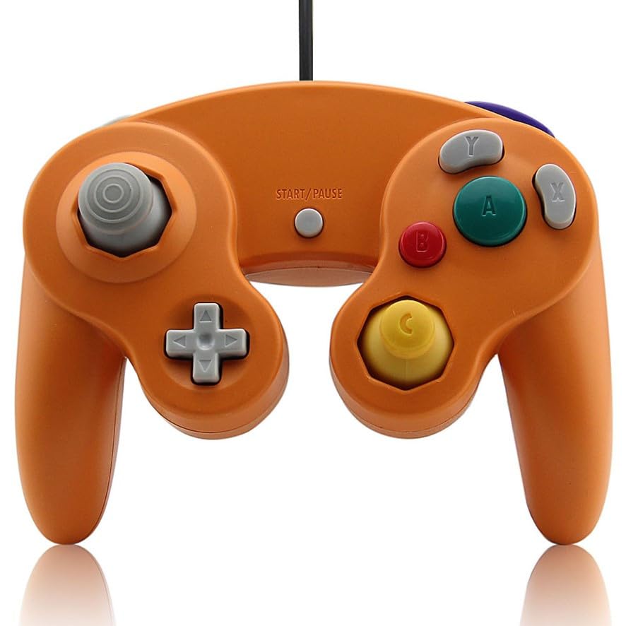 MANDO COMPATIBLE PARA NINTENDO GAME CUBE CABLE CONTROLADOR CONSOLA NGC NARANJA