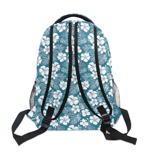 ALAZA Green White Hawaiian Flowers Kids School Backpack for Boys Girls Teens Bookbag Travel Daypack Bag 16 inch4
