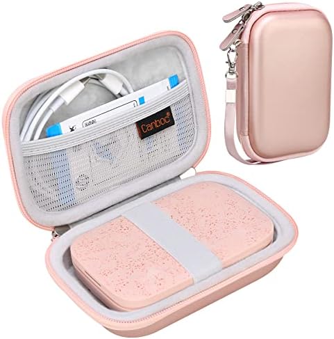 Canboc Carrying Case for HP Sprocket Portable 2x3 Instant Photo Printer, KODAK Step Wireless Mobile Photo Printer, Lifeprint 2x3 Photo Printer, Mesh Bag fit Photo Paper Cable, Rose Gold