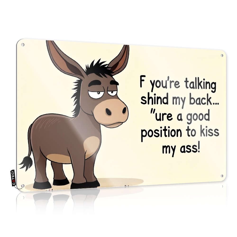 Fzfn Colour Farmhouse Signs Camper Decorations For Inside Restaurant Sarcastic Soft Area A Donkey Says, "If You're Talking Shind My Back. - Easy To Hang Art(20X30cm)