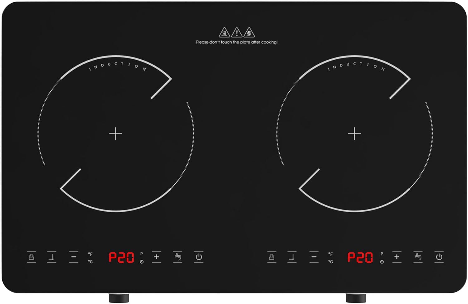 Double Induction Cooktop, 2 Burner Induction Burner 20 Temperature & Power Levels Portable Electric Stove Countertop Burners, Knob Control, Child Safety Lock & 4H Timer, Auto Shut-Off Double Induction Cooktop, 2 Burner Induction Burner 20 Temperature & Power Levels Portable Electric Stove Countertop Burners, Knob Control, Child Safety Lock & 4H Timer, Auto Shut-Off