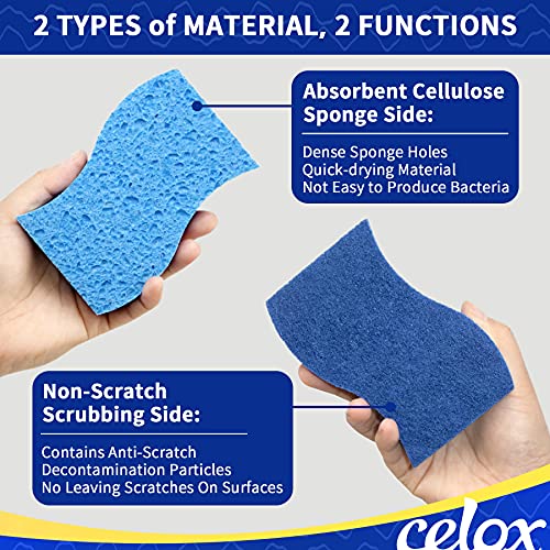 Image of CELOX 24 Pack Non-Scratch Dish Sponge, Dual Sided Kitchen Sponges for Dishes, Long Lasting Dishwashing Household Cleaning Sponges for Kitchen, Easy to Dry and Reusable
