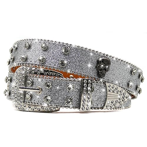 Rhinestones Skull Belt Diamond Studded Skull Belt for Men Women Studded Cowgirl Belts Belts Skulls For Jean Pant