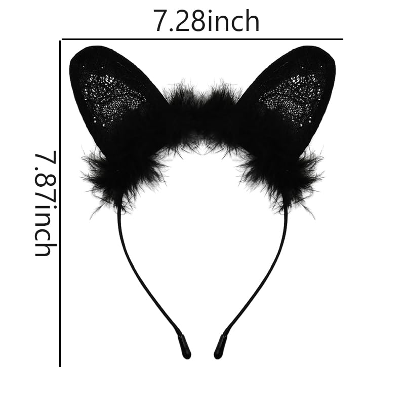 2 Diademas De Orejas De Gato Negras | Accesorio De Halloween Y Disfraces | Para Adultos Y Niños | Material Suave De Poliéster