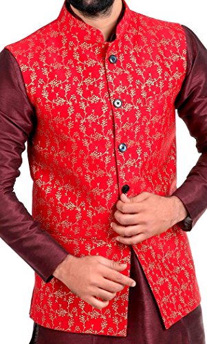 Image of Veera Paridhaan Men's Poly Cotton Jute Nehru Jacket