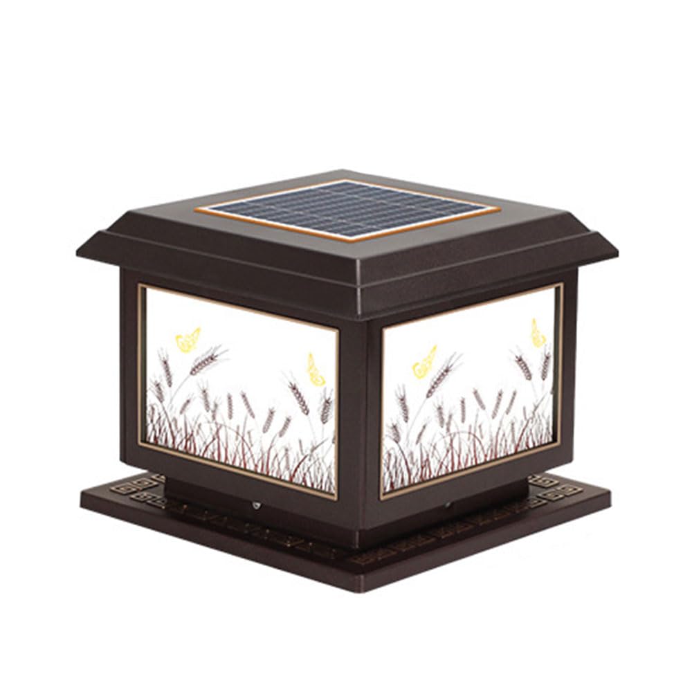 Aluminum Solar LED Pillar Light Courtyard Lamp Fixtures Acrylic Garden Pillar Head Light IP54 Waterproof Lamp Retro Style