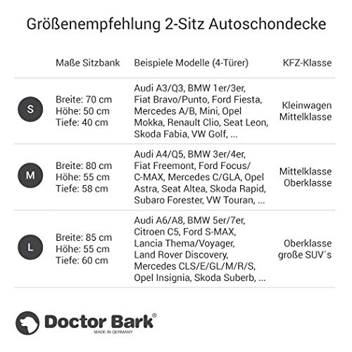 Doctor Bark Hunde 2-Sitz-Autoschondecke für die Rücksitzbank, All-Side Schutz mit Reißverschluss für alle PKWs und SUVs, L in Schwarz