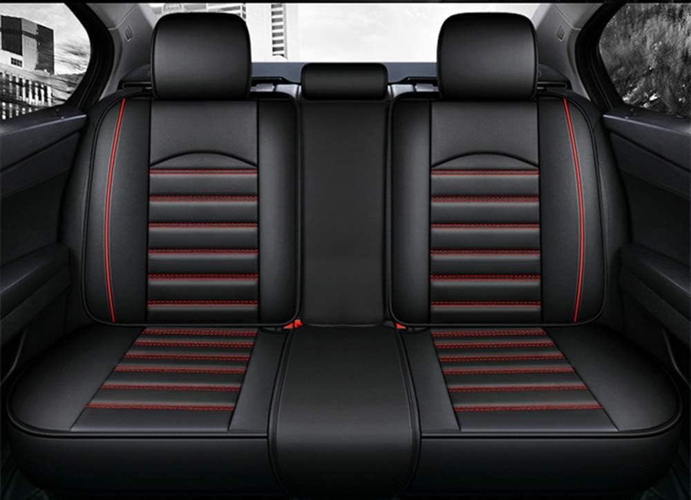 FHJBP Full Protection Seat Cover Car Seat Protector Leather Waterproof SUV Cars Truck Universal Seat Covers-Black/Red