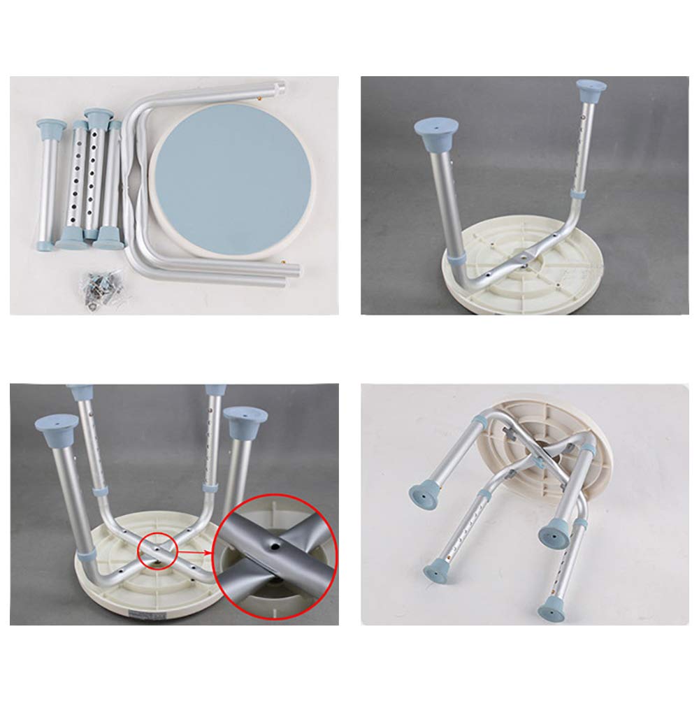 Sonnewelt Duschhocker Duschstuhl Belastung 136kg 360°Drehbar Badhockerund Höhenverstellbar 36-51 cm Anti-Rutsch-Füße Stabil badhocker für die dusche-Ohne Bohren
