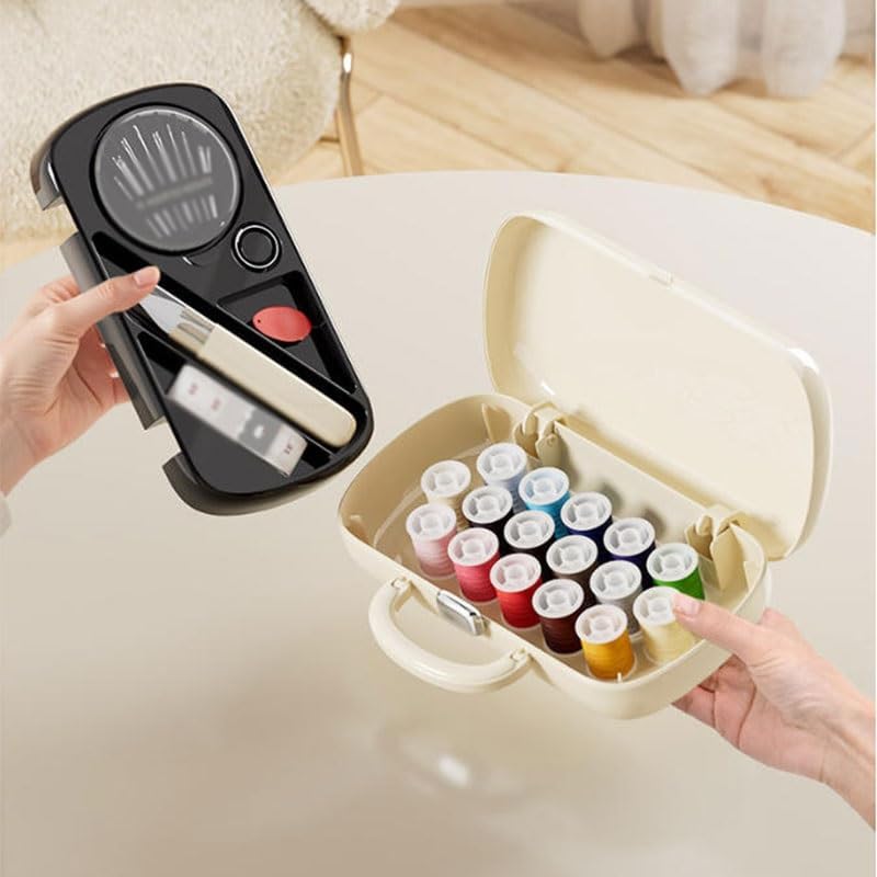 MVNOIRE Plastic Mini Sewing Kit Home Use Convenient Needle Thread Storage Box Tool Set