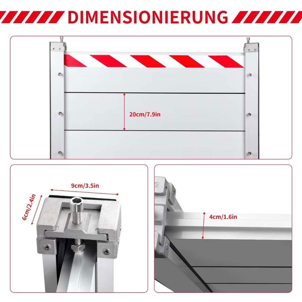 Aluminium-Hochwasserschutz-Barriere Wiederverwendbare Hochwasserschutzbarrieren Mobile Hochwasserschutz Barriere Tür Hochwassersperren-Demontagesystem Für Überschwemmungsnotfälle(110x40cm)
