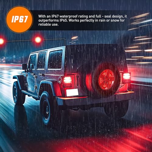 Image of Nilight Spare Tire Brake Light Red Double Row LED Ring 3rd Third Stop Rear Wheel Lights Plug and Play Fit for 2007-2017 Jeep Wrangler JK JKU