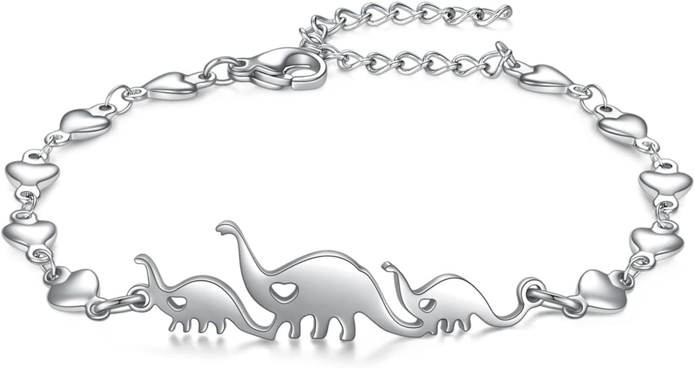 Bracelets Fashion Stainless Steel Bracelets for Woman Trendy Adjustable Link Cute Animal Elephants/Dinosaurs Jewelry Motivational Gifts Women Mom Wife Family