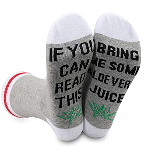 LEVLO 2 Pairs Aloe Vera Juice Aloe Vera Juice Lover Gift If You Can Read This Bring Me Aloe Vera Juice Novelty Socks For Women Men (Bring Aloe Vera Juice)