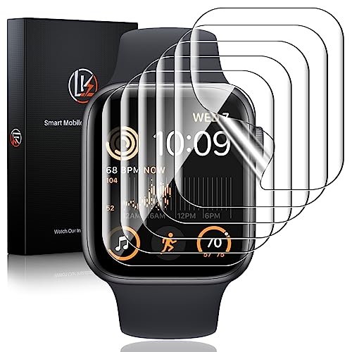 Image of LK 6 Pack Apple Watch Screen Protector 44mm SE (2023) Series 6 /5 /4 [Flexible TPU Not Glass] Self-Healing, Max Coverage, Bubble Free, HD Clear Screen Protector for iWatch 44mm, Anti-Scratch