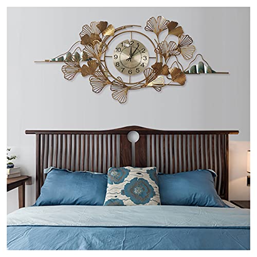 Horloges murales décoratives en métal 3D motif ginkgo grand format luxe