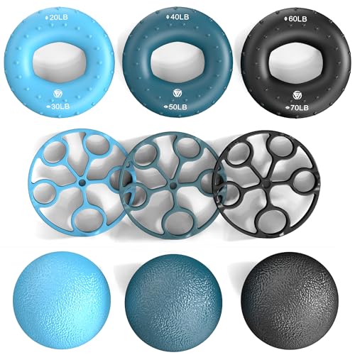 FUNFLEX Griffkraft Trainer Set Unterarmtrainer Handtrainer Fingertrainer Fingerstrecker Finger Grifftrainer - Grip Ring Hand & Unterarm Training