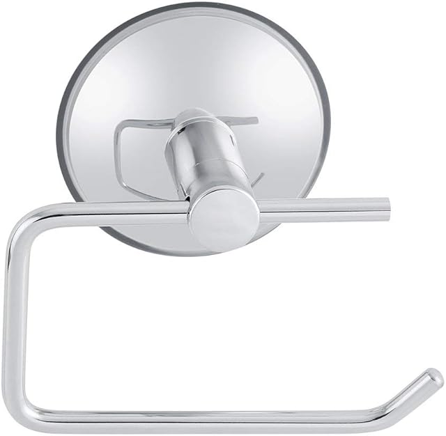 Toilet paper holder, toilet roll holder, modern stainless steel paper dispenser, no hole paper dispenser, vacuum suction cup, removable holder for bathroom, toilet, kitchen, chrome