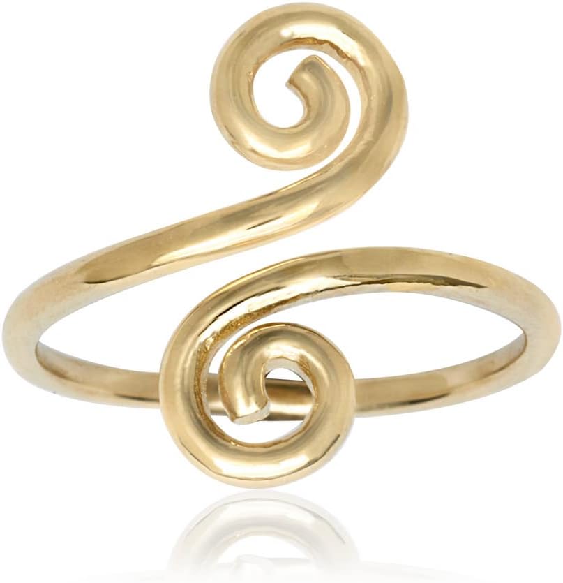 JewelryWeb -Solid 10K Gold Adjustable Swirl Art Deco Toe Ring - 10mm x 18mm - Hypoallergenic and Non Tarnish - Summer Jewelry