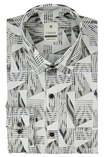 Image of 7-DAYS Men's Premium Formal Printed Shirt - 100% Cotton, Regular Fit, Full Sleeves, with Pocket - Stylish for Special Occasions.