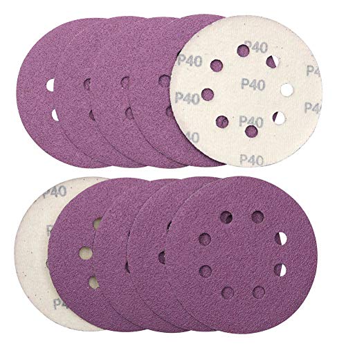 Klett-Schleifscheiben Ø125 mm, Schleifpapier Körnung 40, 10 Stück Schleifblätter Set für Exzenterschleifer,Schwingschleifer von MAXMAN Cover