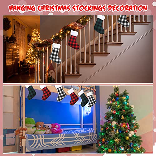 Shappy 36 Pcs Mini Christmas Stockings 7 Inch Small Buffalo Plaid Christmas Stockings Bulk Red Green Black White Hanging Ornaments with Plush Cuff for Xmas Tree Gifts Fireplace Decorations by Shappy - Image 5