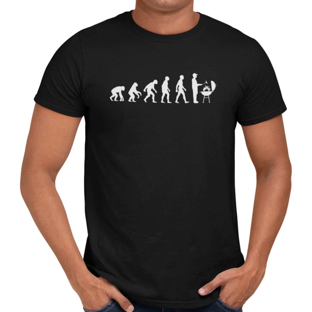 Getting Shirty BBQ Evolution T-Shirt for Men, Black, XXL
