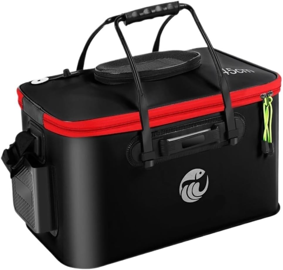 多機能な釣りタックルボックス 厚みのある釣りバケツ、ポータブル折りたたみ式魚保護バケツ、超軽量魚箱、大型釣り箱 釣り道具の収納(Bl