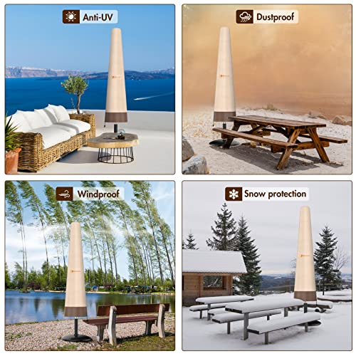 Bescost Patio Umbrella Parasol Cover, 600D Oxford Fabric Waterproof Umbrella Cover, Outdoor Umbrella Cover Fits Market Umbrella 9-13 Feet, Anti-Uv Umbrella Cover #TOP5