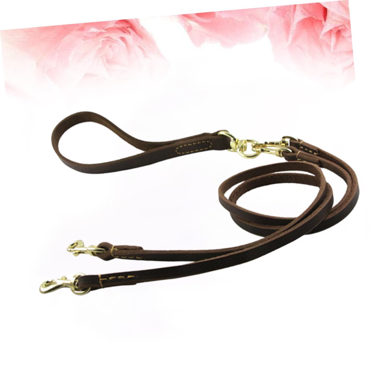 DOITOOL Guinzaglio Design per Cani in Pelle Bovina Regolabile Doppio e Resistente per Passeggiate e Viaggi Cuccioli