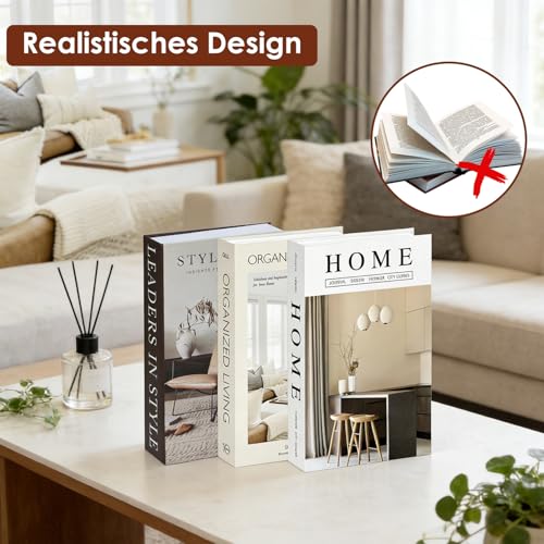 3 Stück Deko Bücher Set, Faltbare Coffee Table Book, Fake Bücher Deko für Bücherregal, Kreativer Stockholm Style Room Decor, Zimmer Deko Aesthetic für Couchtisch Book Büro Coffee Table