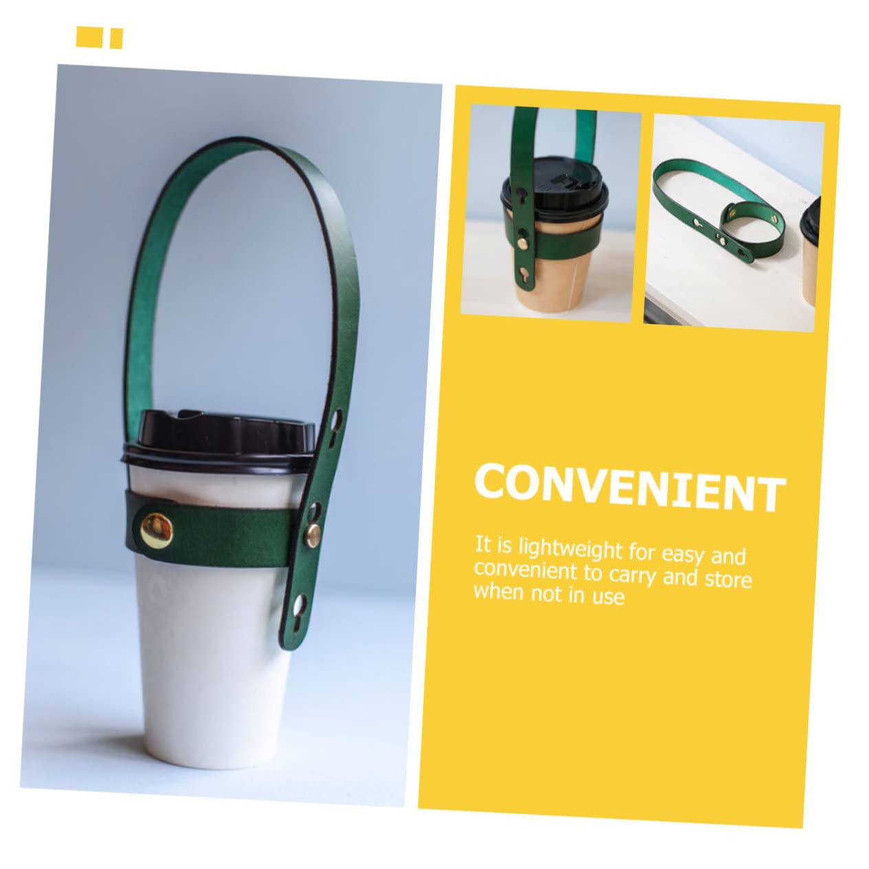 BEBEMOKO 2pcs Convenient Cup Carrier Leather Coffee Sleeve Portable Cup Holder for Drinks and Iced Tea