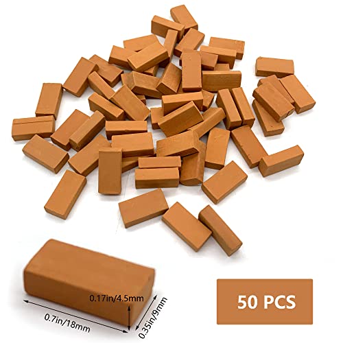 DHER Mini Ziegelsteine - 50 Stück Miniatur Ziegel für Sandkasten, Puppenhaus & Garten Dekoration